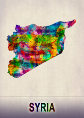 Syria Map in Watercolor