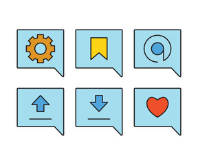 message and user interface icons set