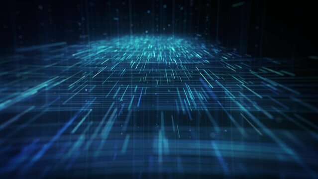 Hitech Space Scifi Network Background/ 4k animation of an abstract digital data business technology background including connected lines and numbers with depth of field shifting