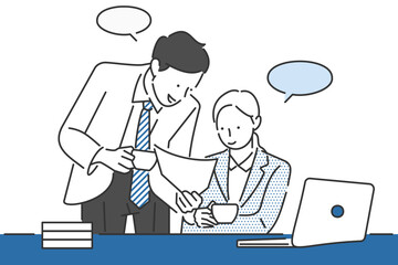 Illustration of the performance of the process for intense discussion and conclusion by the team of workers