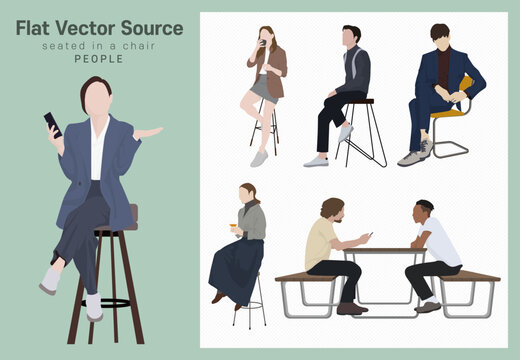 Vector source for people who sit in chairs and watch interiors.