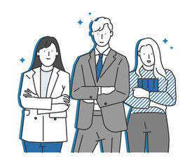Illustration of the stately and joyful appearance of a beginner in society and the attitude of the company's workplace.