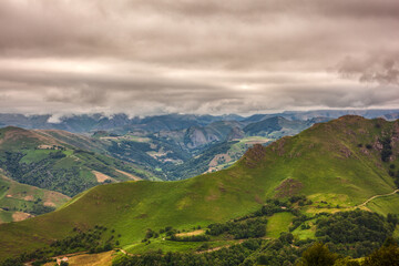 Fototapeta na wymiar Mountain landscape, along the Way of Saint James. French Pyrenees