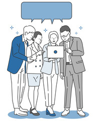 Illustration of the performance of the process for intense discussion and conclusion by the team of workers