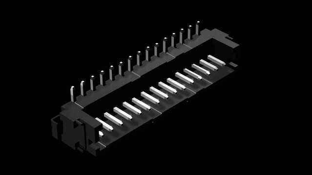 3d object rendering of 15 pin box header on alpha loop