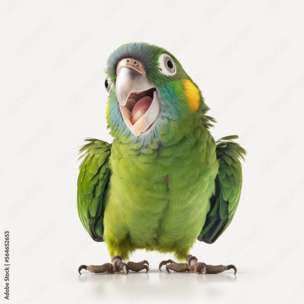 Wall mural closeup portrait of a colorful joyful parrot smiling and laughing, generative ai