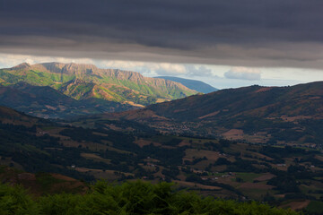 Panorama of beautiful high mountain landscape near the Spanish border. Pyrenees,...