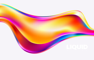 Colorful fluid 3D shapes. Abstract liquid gradient elements on white background.