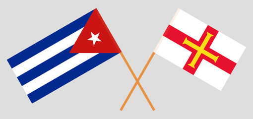 Crossed flags of Cuba and Bailiwick of Guernsey. Official colors. Correct proportion