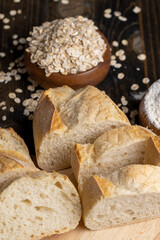 Sliced wheat loaf of fresh bread