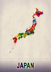 Japan Map in Watercolor