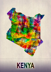 Kenya Map in Watercolor