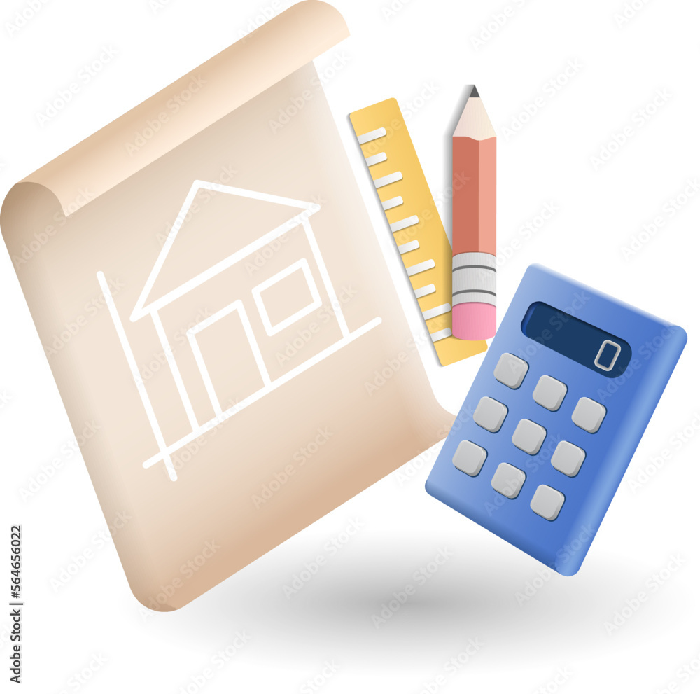 Poster architect tools icon. 3d illustration from construction instruments collection. creative architect t