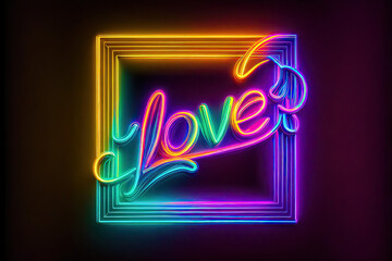 Word "Love" neon, Generative AI