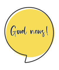 Good news comic speech bubble in pop art style. Comic speech. Dialog window. Yellow banner for sale.