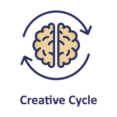 Brain, creative cycle Vector Icon which can easily modify or edit
