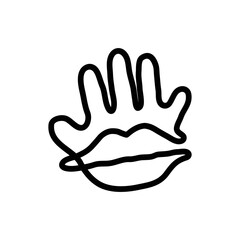 Obraz premium Line art of palm hand with lips