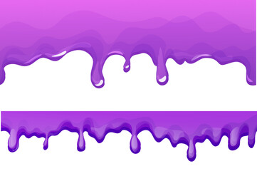 Slime purple and pink, jelly glaze with drips in cartoon style seamless isolated on white background.