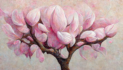 Pink magnolia tree in blossom beautiful flower