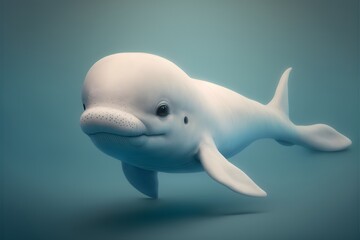 Cute beluga whale puppy, white whale. Generative AI.