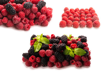 Tasty raspberry and blackberry background.