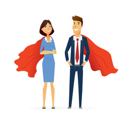 Business heroes - cartoon people character illustration