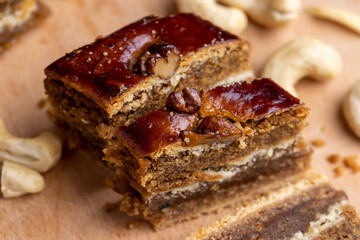 A piece of fresh and soft baklava