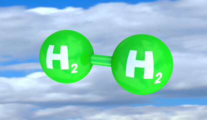 Green Hydrogen Molecule Atoms H2 Clean Energy Fuel Environment 3d Illustration