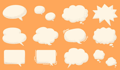 Simple and Hand drawn Speech Bubbles with Grain Texture