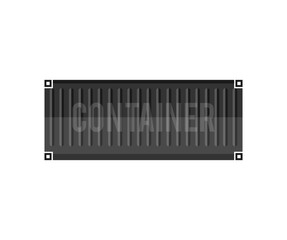 Shipping container, front view, harbor freight logo design. Closed shipping container. Shipping cargo containers. Large intermodal steel freight box vector design and illustration.
