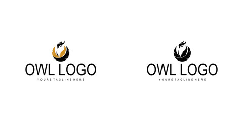 Creative owl logo design with modern style premium vector