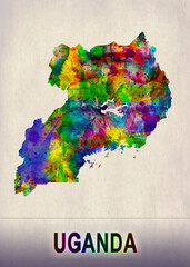 Uganda Map in Watercolor
