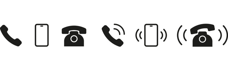 Telephone call sign. Ringing phone.  Phone icon set. Phone on white background. Vector illustration. EPS 10