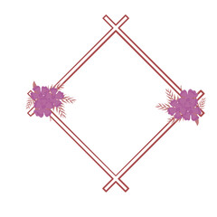 rhombus frame with purple flower