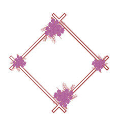 rhombus frame with purple flower