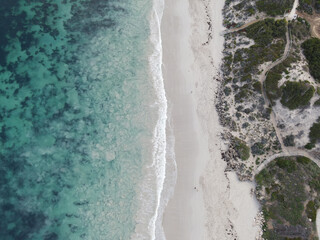 Fototapeta na wymiar Beautiful Dawn Beach from above - Aerial beach 