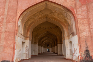 Fototapeta na wymiar Tomb of Akbar the Great at Sikandra Fort in Agra - Uttar Pradesh, India