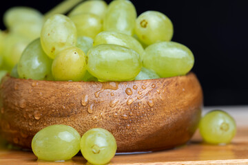 Fresh sweet green grapes, close up