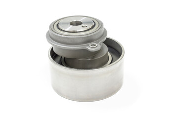 Timing belt bearing on white background, Isolated, Car maintenance service.