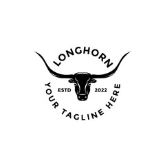 Texas Longhorns. Country Western Bull Cattle Label Logo Design