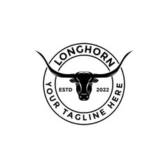 Texas Longhorns. Country Western Bull Cattle Label Logo Design