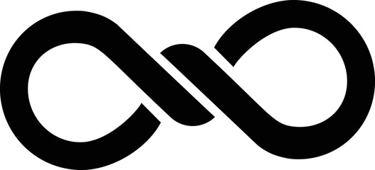 Infinity knot logo. Black chain link symbol with knot in a center.