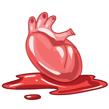 A realistic heart in the blood, Spooky Valentine, Pastel Goth digital stickers, Alternative Valentine day vector EPS10