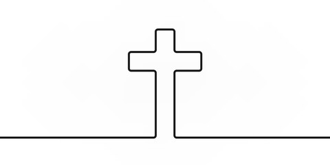 Religion cross single line illustration