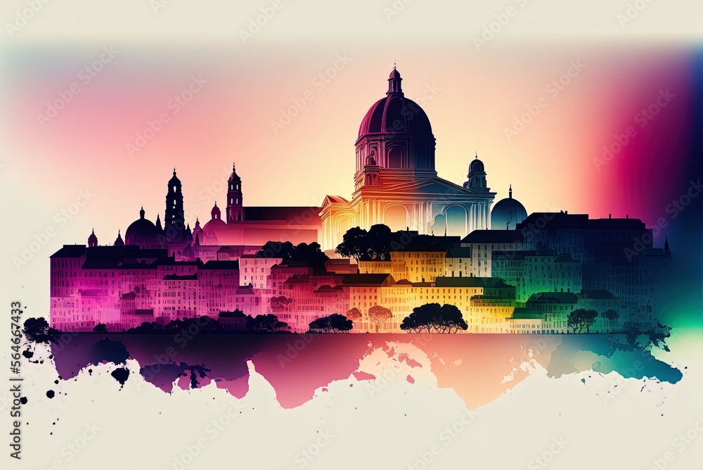 Poster gradient landmarks on a see-through skyline in sao luis generative ai