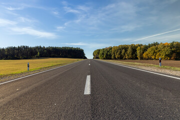 A straight highway without cars