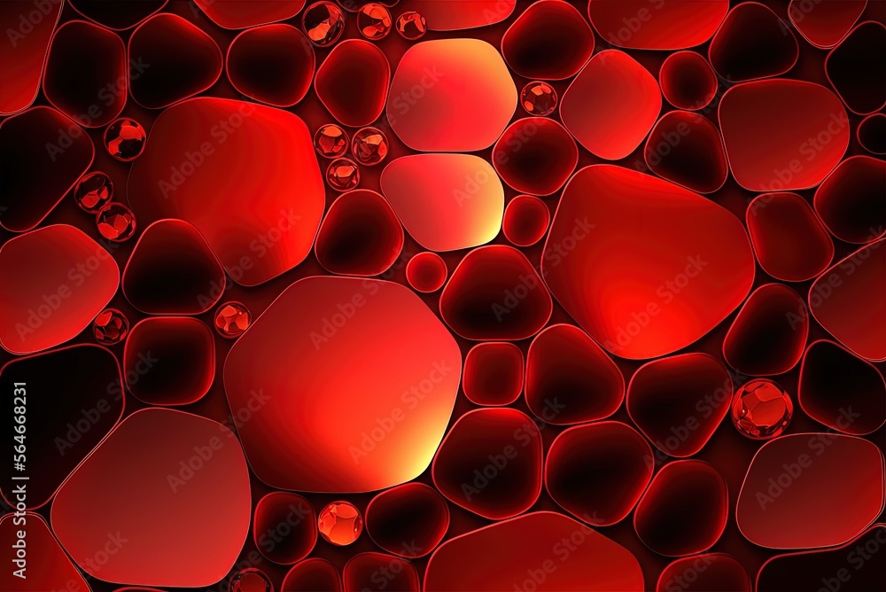 Poster Red abstract background with many cells of varying hues Generative AI