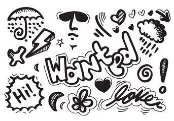 Vector illustration of Doodle cute for kid, Hand drawn set of cute doodles for decoration.vector illustration.