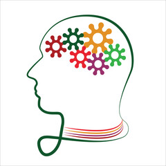human head with brain gears
