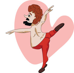 Cute Dancer with Tummy and Red Heart on background, vector illustration © vitpluz